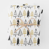 Rustikales Schwarz-weiß & Gold Evergreen Weihnacht Geschenkpapier Set (Beispiel)