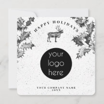 Rustikales Schwarz-weiß Holiday Business Logo Weih