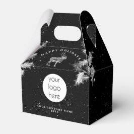 Rustikales Schwarz-weiß Holiday Business Logo Weih Geschenkschachtel