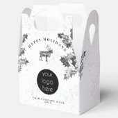 Rustikales Schwarz-weiß Holiday Business Logo Weih Geschenkschachtel (Geöffnet)