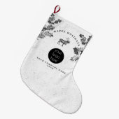 Rustikales Schwarz-weiß Holiday Business Logo Weih Großer Weihnachtsstrumpf (Vorderansicht (hängend))