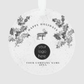 Rustikales Schwarz-weiß Holiday Business Logo Weih Ornament (Rückseite)