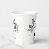 Rustikales Schwarz-weiß Holiday Business Logo Weih Pappbecher (Links)