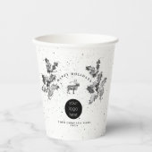 Rustikales Schwarz-weiß Holiday Business Logo Weih Pappbecher (Vorderseite)