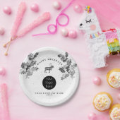 Rustikales Schwarz-weiß Holiday Business Logo Weih Pappteller (Party)