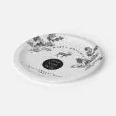 Rustikales Schwarz-weiß Holiday Business Logo Weih Pappteller (Schrägansicht)