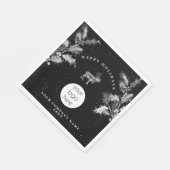 Rustikales Schwarz-weiß Holiday Business Logo Weih Serviette (Ecke)
