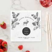 Rustikales Schwarz-weiß Holiday Business Logo Weih Serviette (Beispiel)