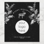 Rustikales Schwarz-weiß Holiday Business Logo Weih Weinetikett (Einzelnes Label)