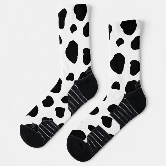 Rustikales Schwarz-Weiß-Holstein-Kuh-Muster Socken (Links)
