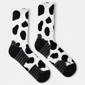 Rustikales Schwarz-Weiß-Holstein-Kuh-Muster Socken (Rechts)