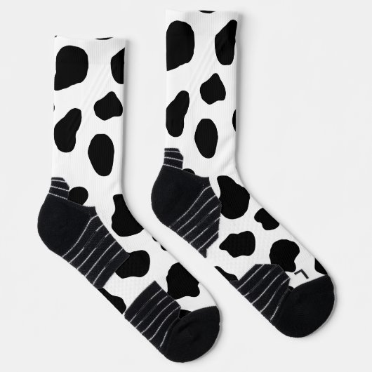 Rustikales Schwarz-Weiß-Holstein-Kuh-Muster Socken (Rechts)