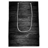 Rustikales Schwarz-Weiß-Holz-Ton Mittlere Geschenktüte (Rückseite)