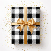 Rustikales Schwarz-Weiß-Kariertes Muster Geschenkpapier