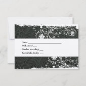Rustikales Schwarz-weiß Leder UAWG RSVP Karte (Rückseite)