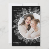 Rustikales Schwarz-Weiß-Pinecones-Foto Feiertagskarte (Vorderseite)