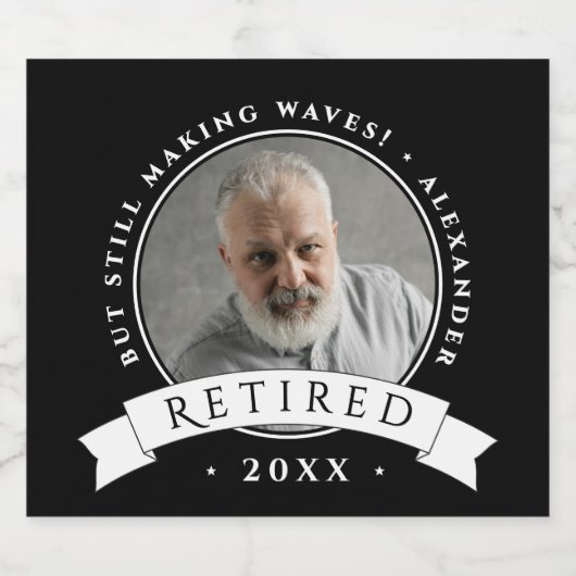 Rustikales Schwarz-Weiß-Reifen-Foto Bierflaschenetikett (Einzelnes Label)