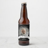 Rustikales Schwarz-Weiß-Reifen-Foto Bierflaschenetikett (Vorderseite)