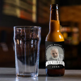 Rustikales Schwarz-Weiß-Reifen-Foto Bierflaschenetikett