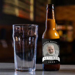 Rustikales Schwarz-Weiß-Reifen-Foto Bierflaschenetikett