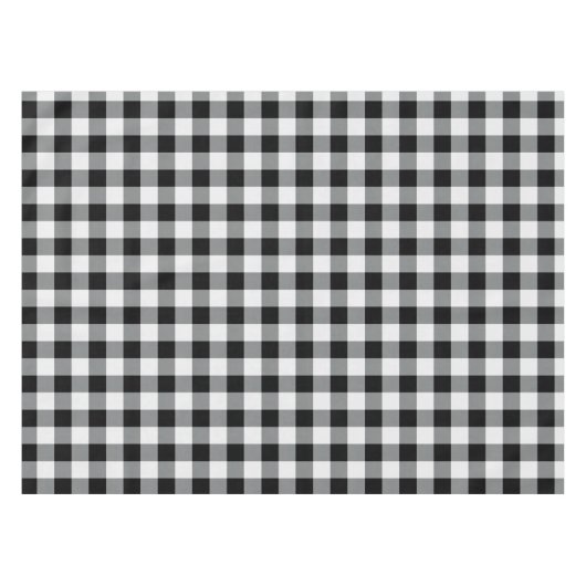 Rustikales Schwarz-weißes Buffalo Karo Kariertes M Tischdecke (Vorderseite (Horizontal))