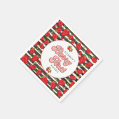 Rustikales Schwarz-weißes Gold Rote Erdbeere Berry Serviette (Ecke)