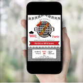 Rustikales Schwarz-weißes Kariertes GRILLEN-Party Einladung