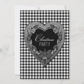 Rustikales Schwarz-weißes Party Herzherz Einladung (Vorderseite)