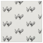 Rustikales Schwarz-weißes Rooster und Hen-Muster Stoff (Muster)