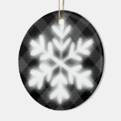 Rustikales Schwarz-weißes Tartan karierte Schneefl Keramik Ornament (Links)