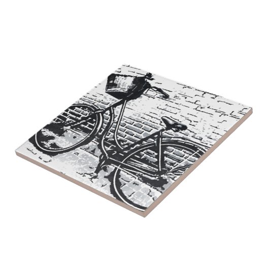 Rustikales Schwarz-weißes Vintages Bike Fliese (Seite)