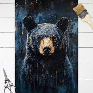 Rustikales Schwarzbär-Portrait Seidenpapier