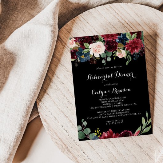 Rustikales Schwarzbotanisches Probe-Dinner Einladung