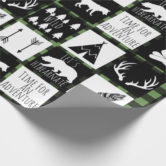 Rustikales schwarzer Büffel-kariertes Geschenkpapier (Ecke)