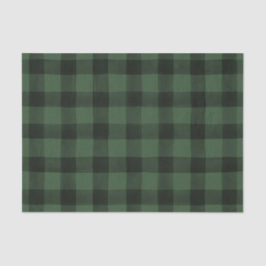 Rustikales schwarzer und grüner Büffel-kariertes Seidenpapier (Vorderseite)