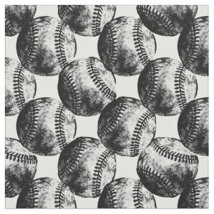 Rustikales Schwarzes Baseball, Messing im Ink Styl Stoff
