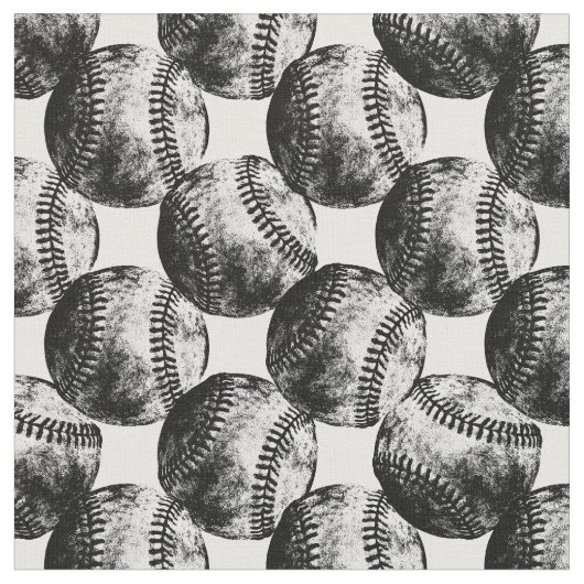Rustikales Schwarzes Baseball, Messing im Ink Styl Stoff (Nahaufnahme)