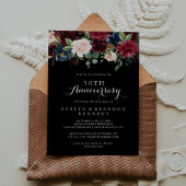 Rustikales Schwarzes Botanisches 50. Hochzeitstag Einladung