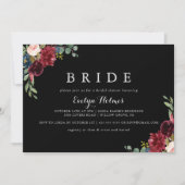 Rustikales Schwarzes Botanisches Brautparty Einladung (Vorderseite)