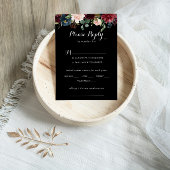 Rustikales Schwarzes Botanisches Hochzeitsmenü UAW RSVP Karte