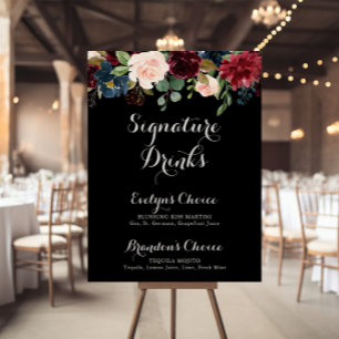 Rustikales Schwarzes Botanisches Signature-Drinks- Poster