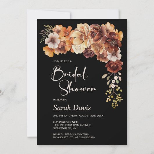 Rustikales Schwarzes Brautparty Einladung (Vorderseite)