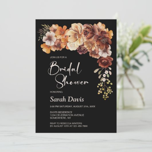 Rustikales Schwarzes Brautparty Einladung (Stehend Vorderseite)