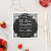 Rustikales Schwarzes Brett glücklich je nach Hochz Serviette (Beispiel)