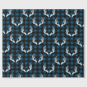 Rustikales Schwarzes Buffalo Karierte Weiße Hirsch Geschenkpapier (Flach)