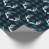 Rustikales Schwarzes Buffalo Karierte Weiße Hirsch Geschenkpapier (Ecke)