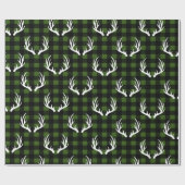 Rustikales Schwarzes Buffalo Karierte Weiße Hirsch Geschenkpapier (Flach)