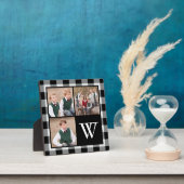 Rustikales Schwarzes Buffalo Karo Monogramm FotoCo Fotoplatte (InSitu)