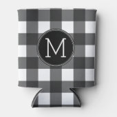 Rustikales Schwarzes Buffalo-Karo-Muster Monogramm Dosenkühler (Vorderseite)