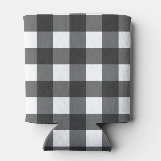 Rustikales Schwarzes Buffalo-Karo-Muster Monogramm Dosenkühler (Rückseite)